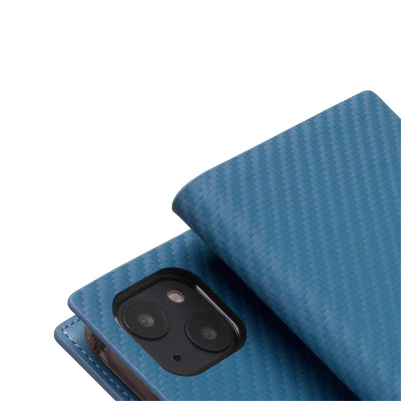 SLG Design puzdro D+ Italian Carbon Leather Diary pre iPhone 14 - Blue 