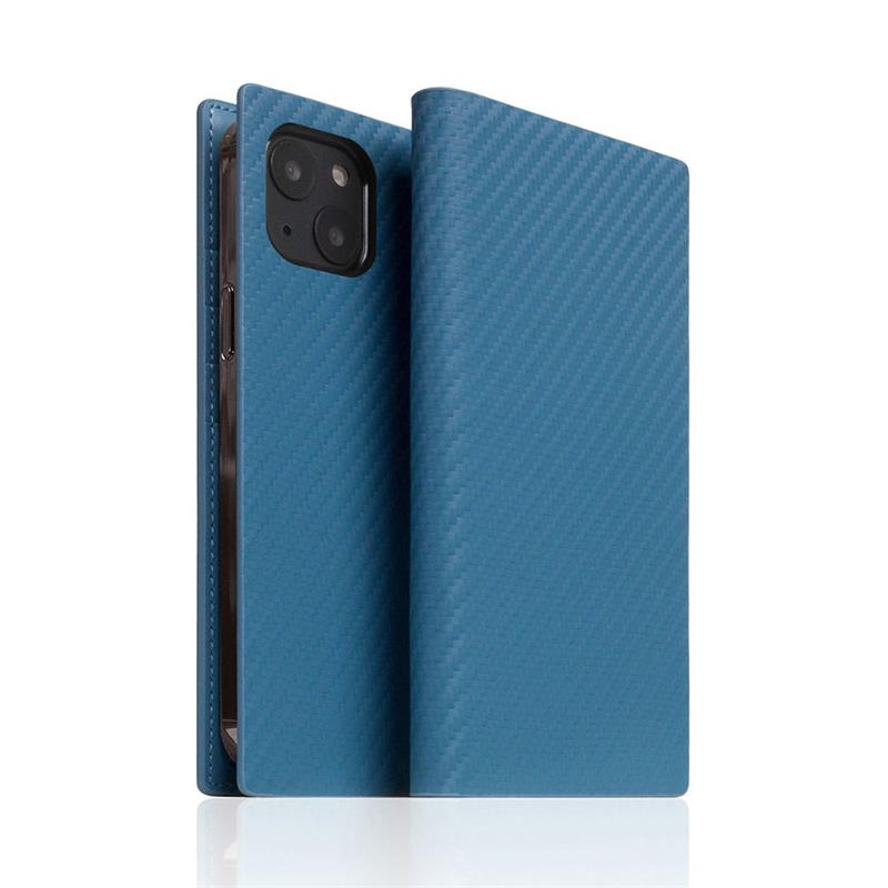 SLG Design puzdro D+ Italian Carbon Leather Diary pre iPhone 14 - Blue 