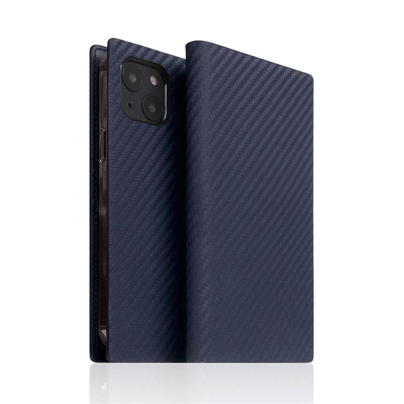 SLG Design puzdro D+ Italian Carbon Leather Diary pre iPhone 14 - Navy 