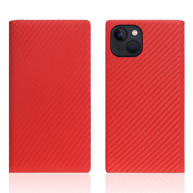 SLG Design puzdro D+ Italian Carbon Leather Diary pre iPhone 14 - Red 