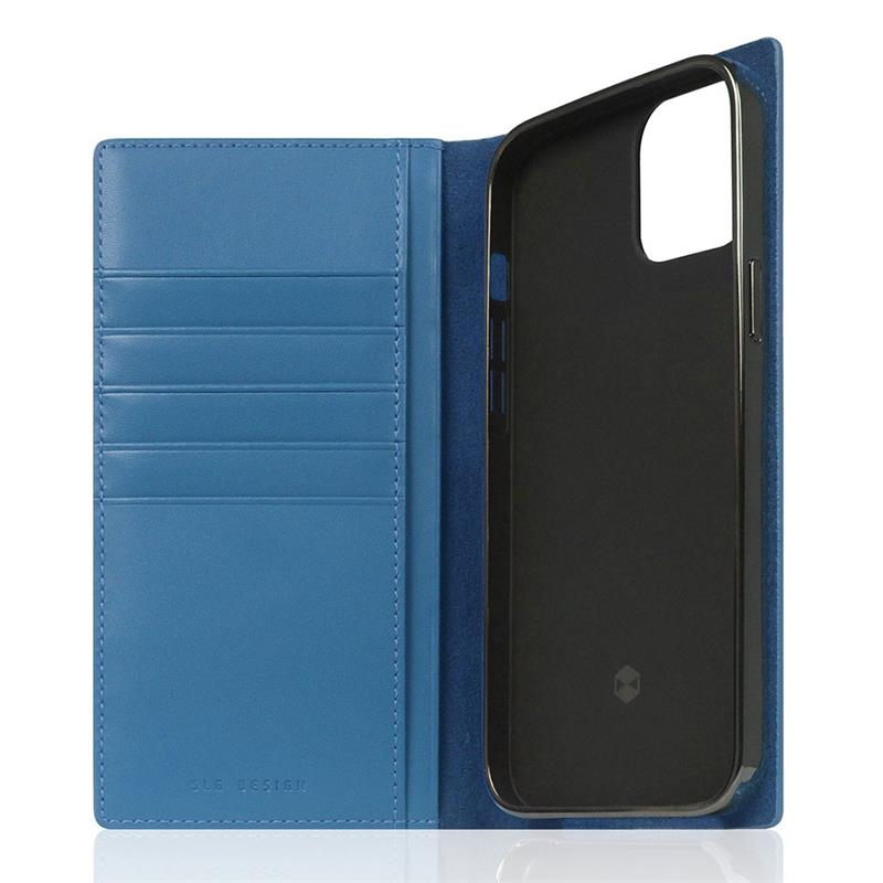 SLG Design puzdro D+ Italian Carbon Leather Diary pre iPhone 14 Plus - Blue 