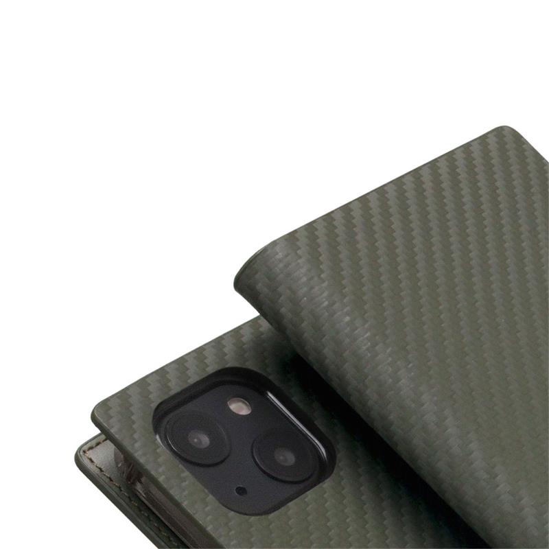 SLG Design puzdro D+ Italian Carbon Leather Diary pre iPhone 14 Plus - Khaki 