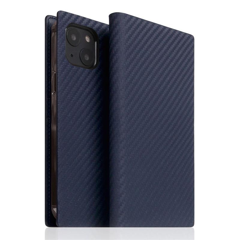 SLG Design puzdro D+ Italian Carbon Leather Diary pre iPhone 14 Plus - Navy 