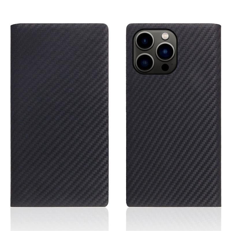 SLG Design puzdro D+ Italian Carbon Leather Diary pre iPhone 14 Pro - Black 