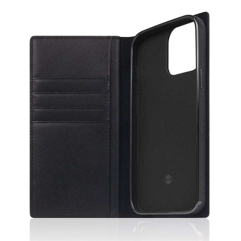 SLG Design puzdro D+ Italian Carbon Leather Diary pre iPhone 14 Pro - Black 