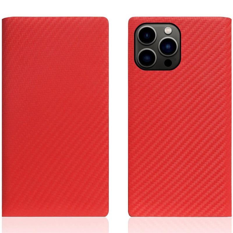 SLG Design puzdro D+ Italian Carbon Leather Diary pre iPhone 14 Pro Max - Red 