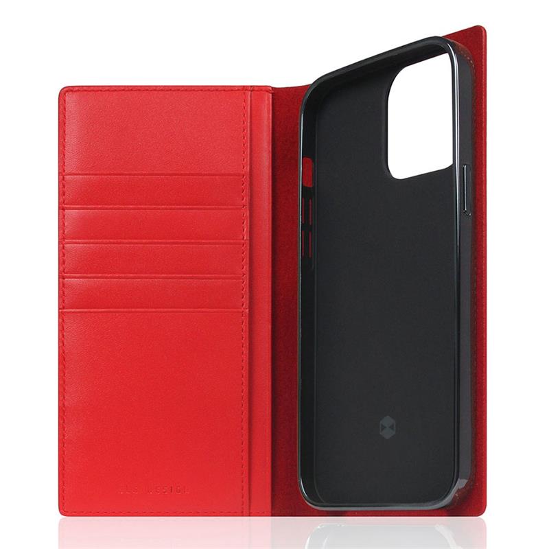 SLG Design puzdro D+ Italian Carbon Leather Diary pre iPhone 14 Pro Max - Red 