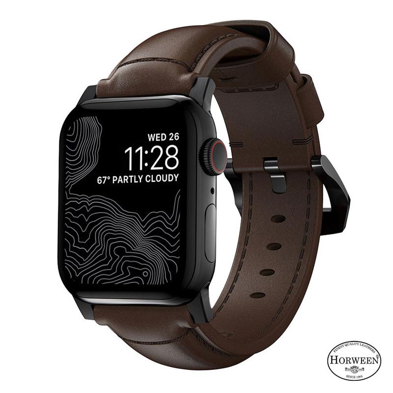 Nomad kožený remienok pre Apple Watch 42/44/45 mm - Traditional Brown/Black Hardware 