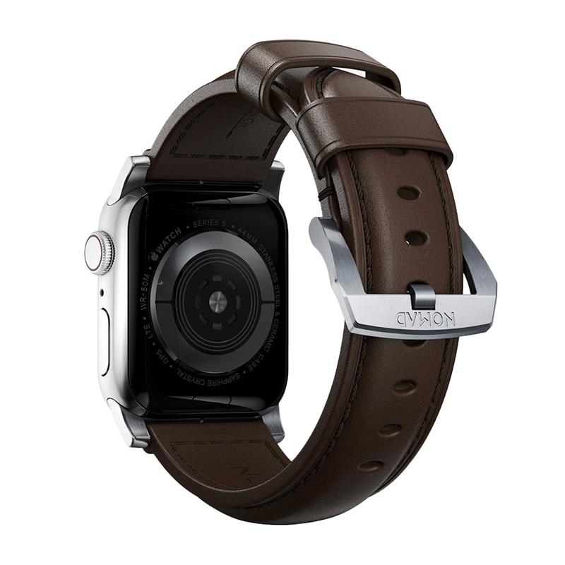 Nomad kožený remienok pre Apple Watch 44/45/49 mm - Traditional Brown/Silver Hardware 