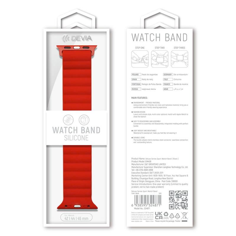 Devia remienok Deluxe Series Sport3 Silicone Magnet Band 40/41/42mm - Red 