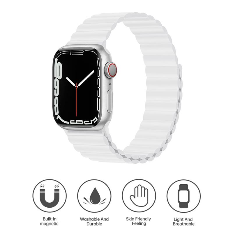 Devia remienok Deluxe Series Sport3 Silicone Magnet Band 44/45/49mm - White 