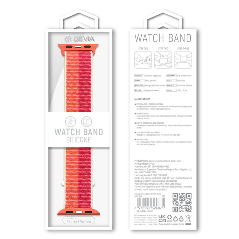 Devia remienok Nylon Braided Two-Tone Loop pre Apple Watch 44/45/49mm - Peony 