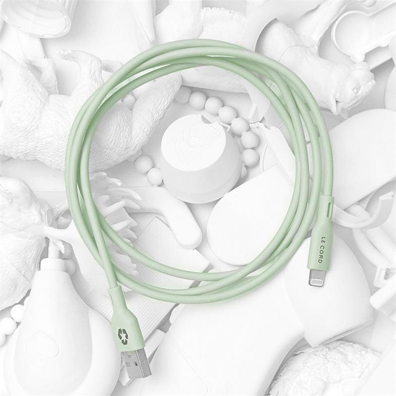 Le Cord kábel Minimalist Recycled Cable Lightning to USB 1.2m - Pale Pine 