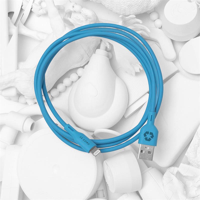 Le Cord kábel Minimalist Recycled Cable Lightning to USB 1.2m - Blue Ocean 