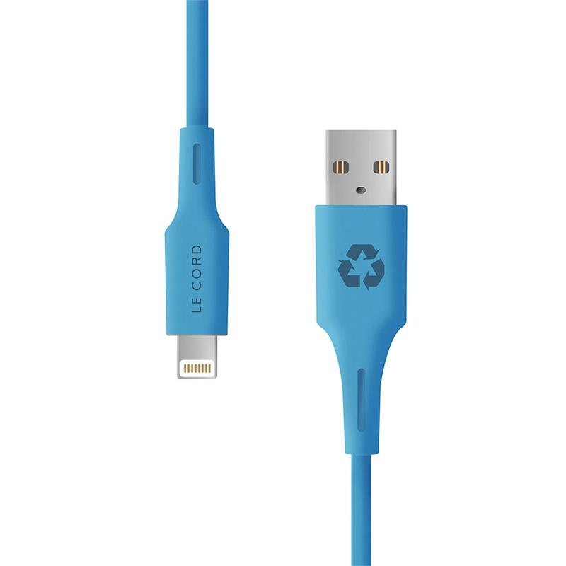 Le Cord kábel Minimalist Recycled Cable Lightning to USB 1.2m - Blue Ocean 