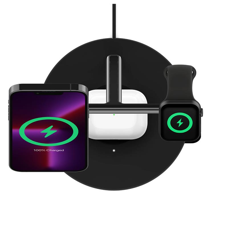 Belkin Boost Charge Pro 3-in-1 Wireless Charger with Magsafe 15W - Black 