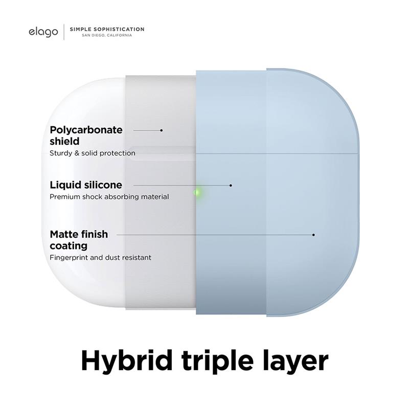 Elago Airpods Pro 2 Liquid Hybrid Case with Nylon Lanyard - Light Blue 