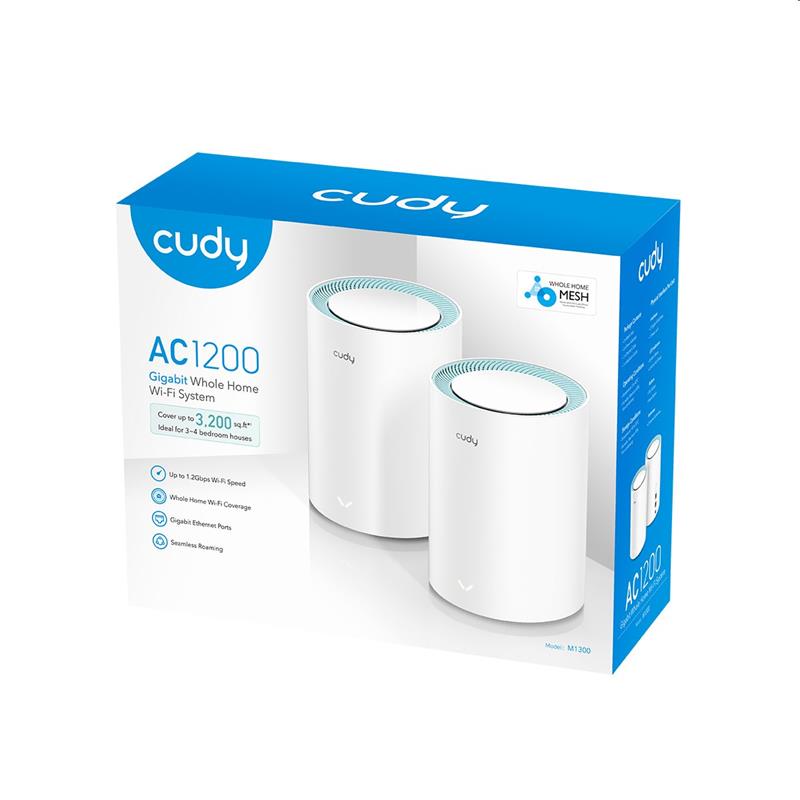 Cudy AC1200 Wi-Fi Mesh Solution 2-Pack, Dual-Band, 867+300Mbps, 802.11ac/a/b/g/n, 2x GigEth, 2x int.antenna, MU-MIMO 