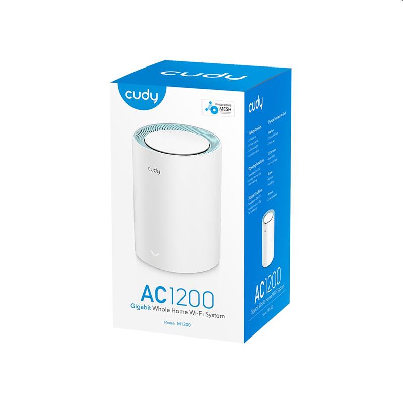 Cudy AC1200 Wi-Fi Mesh Solution 1-Pack, Dual-Band, 867+300Mbps, 802.11ac/a/b/g/n, 2x GigEth, 2x int.antenna, MU-MIMO 