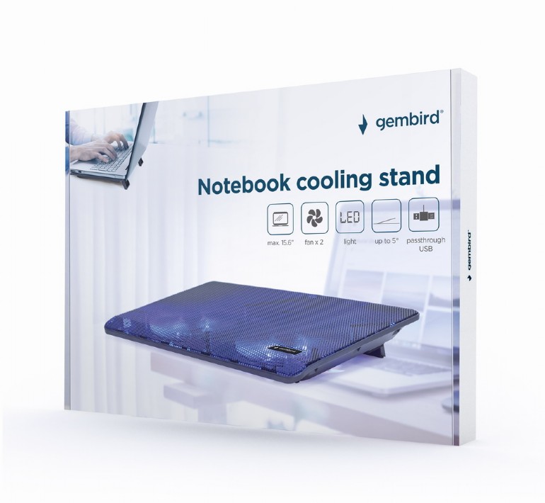 Podstavec pod notebook GEMBIRD NBS-2F15-05, pre notebooky do 15,6", LED, čierny 