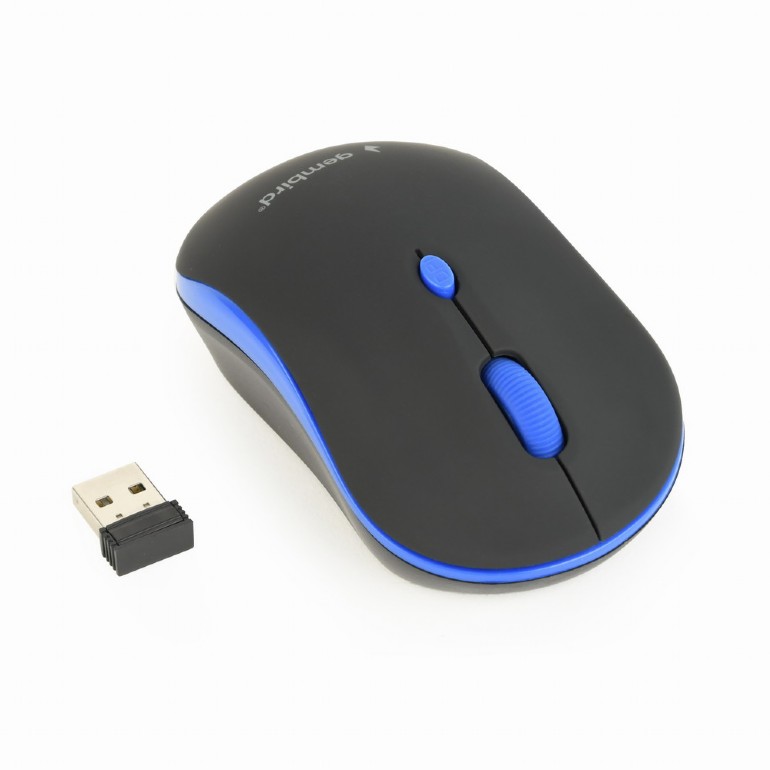 Myš GEMBIRD MUSW-4B-03-B, černo-modrá, bezdrôtová, USB nano receiver 