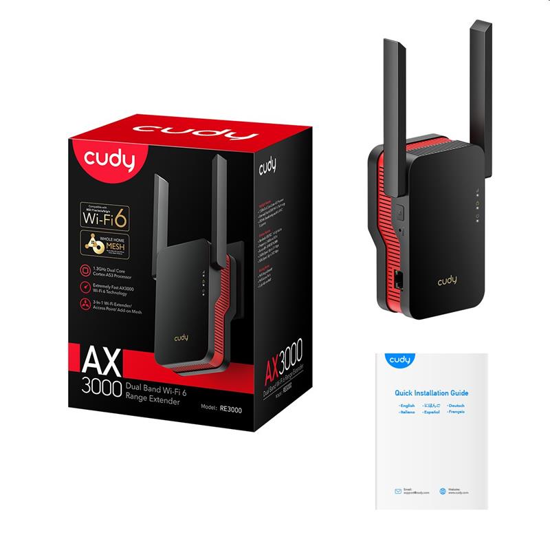 Cudy AX3000 Wi-Fi 6 Range Extender, Cudy MESH support 