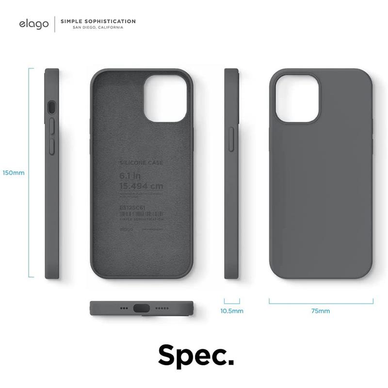 Elago kryt Silicone Case pre iPhone 12/12 Pro - Dark Gray 