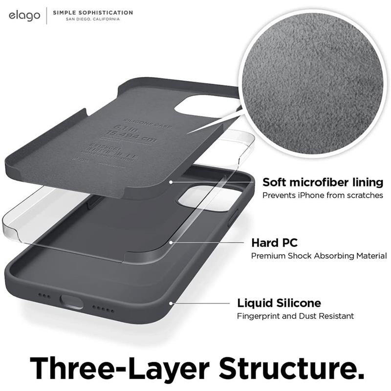 Elago kryt Silicone Case pre iPhone 12/12 Pro - Dark Gray 