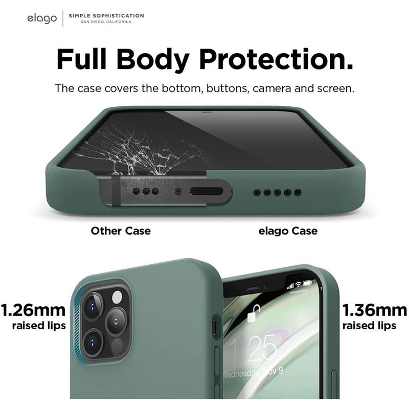 Elago kryt Silicone Case pre iPhone 12/12 Pro - Midnight Green 
