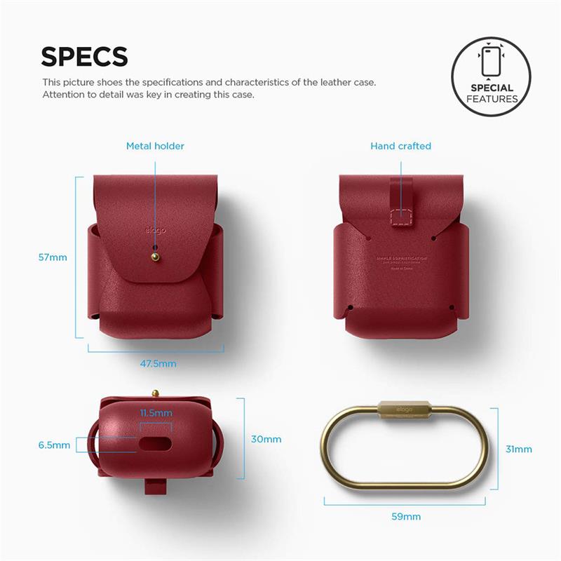 Elago Airpods Leather Case - Red 