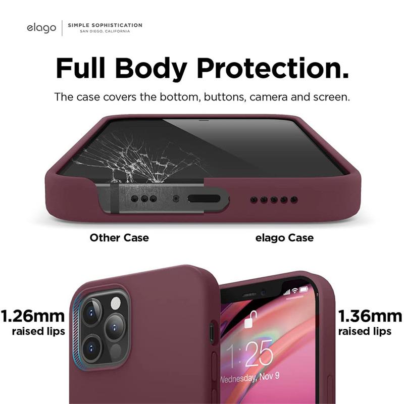 Elago kryt Silicone Case pre iPhone 12/12 Pro - Burgundy 