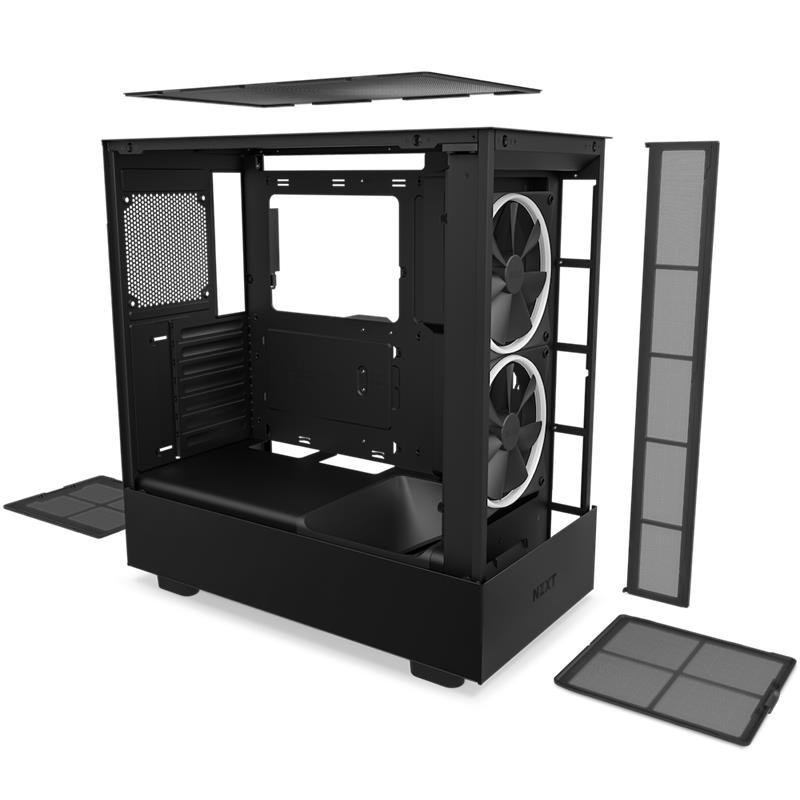 NZXT case H5 Elite / 3x120 mm (2xRGB) fan / tempered glass / black  