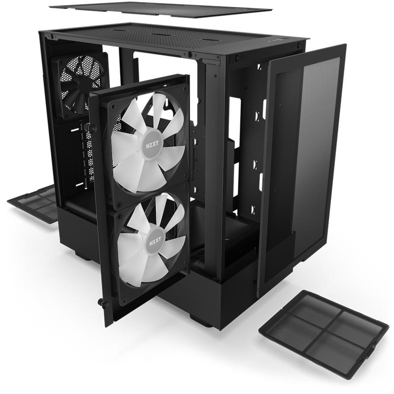 NZXT case H5 Flow RGB / 2x120 mm fan /  tempered glass / mesh panel / black  