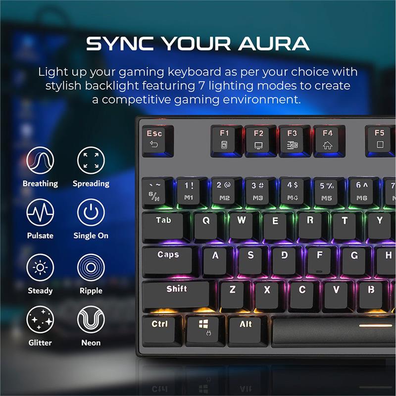 Vertux Gaming Tactical Advance Performance Mechanical Keyboard - Black (English) 