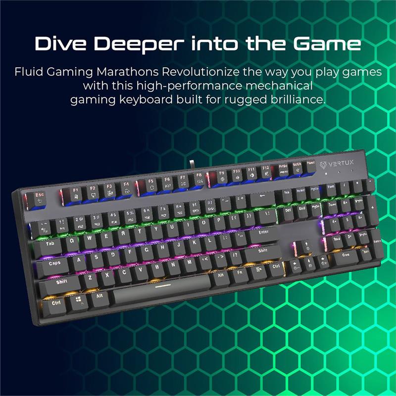 Vertux Gaming Tactical Advance Performance Mechanical Keyboard - Black (English) 