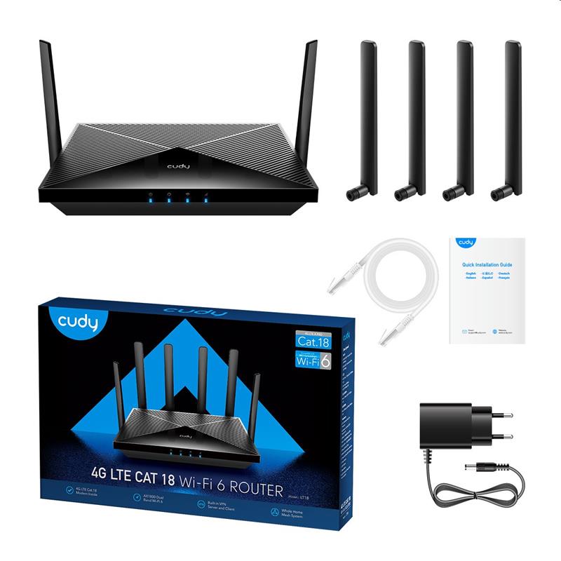 Cudy AC1200 Wi-Fi 4G LTE Cat 12 Router, detach.ant 