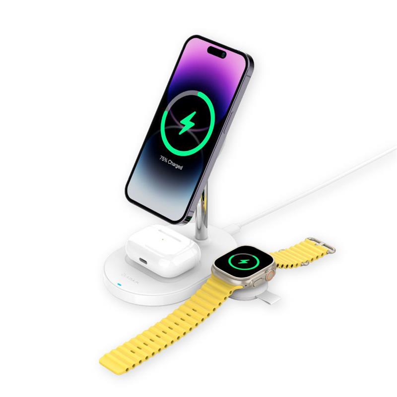 Adam Elements Omnia M2+ Magsafe 2+1 Wireless Charging Station - White 