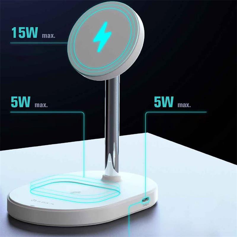 Adam Elements Omnia M2+ Magsafe 2+1 Wireless Charging Station - White 