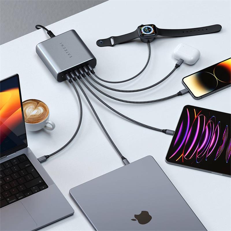 Satechi USB-C 200W 6-Port PD GaN Charger - Space Gray 