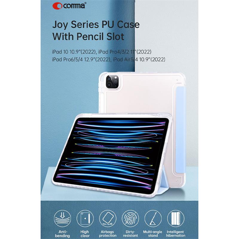 Comma puzdro Joy Series PU Case With Pencil Slot  pre iPad 10.9" 2022 10th Gen - Black 