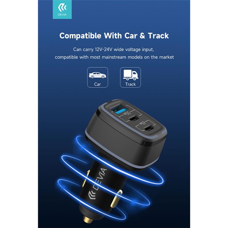 Devia nabíjačka do auta Extreme Speed Series 115W USB+2C Fast Car Charger  - Black 