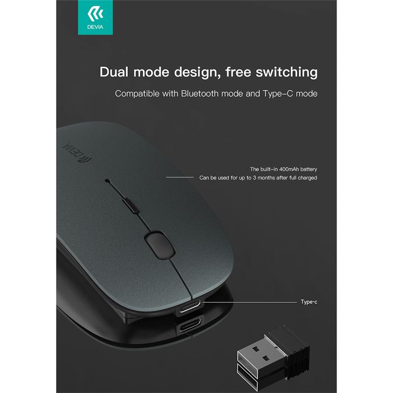Devia myš Lingo Series 2.4G+Wireless Dual Mode Mouse - Gray 