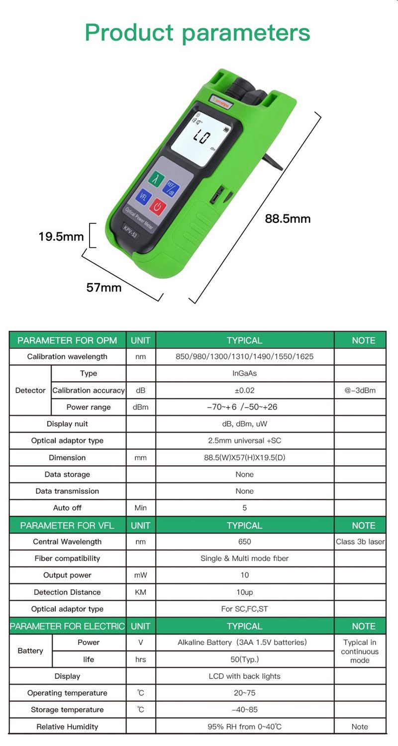 KOMSHINE KPV-53  optical power meter  (SM/MM) + Visual Fault Locator 