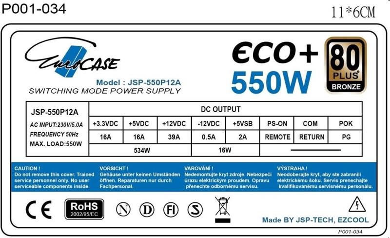 Eurocase ECO+ 550W 80+ BRONZE 