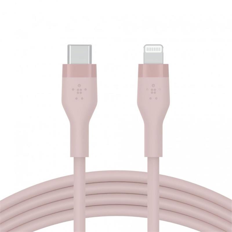 Belkin kábel Boost Charge Flex Silicone USB-C to Lightning 3m - Pink 