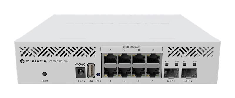 MIKROTIK RouterBOARD Cloud Router Switch CRS310-8G+2S+IN + L5 (800MHz, 256MB RAM, 8x 2,5GLAN, 2x SFP+, USB) deskto 