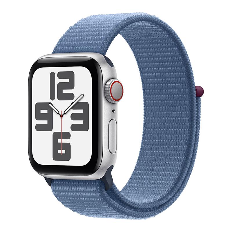 Apple Watch SE GPS + Cellular 44mm Silver Aluminium Case with Winter Blue Sport Loop 