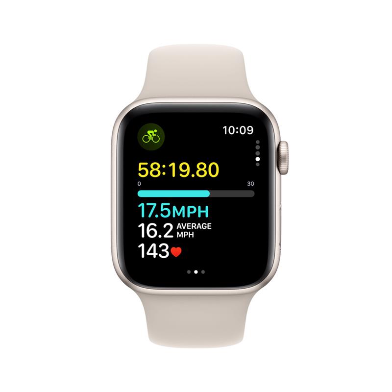 Apple Watch SE GPS 44mm Starlight Aluminium Case with Starlight Sport Band - M/L 