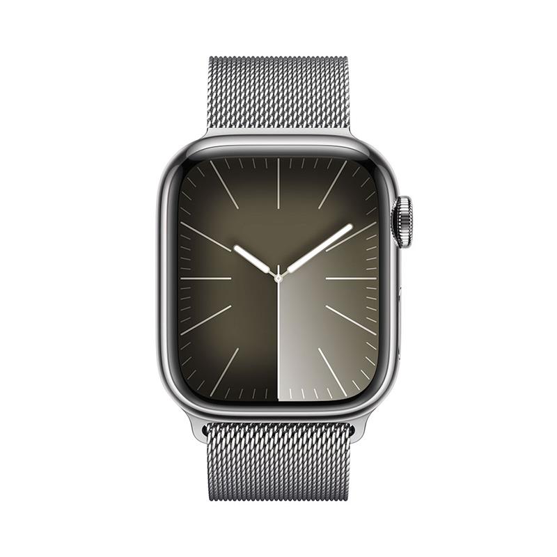 Apple Watch Series 9 GPS + Cellular 41mm Silver Stainless Steel Case with Silver Milanese Loop 