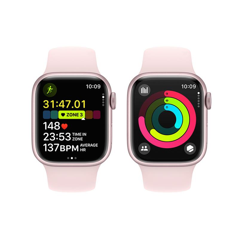 Apple Watch Series 9 GPS + Cellular 41mm Pink Aluminium Case with Light Pink Sport Band - M/L 